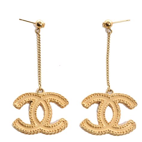 chanel earring cc plain gold|Chanel earrings size guide.